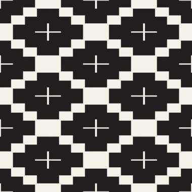 Sorunsuz oyma desen. Stilize kafes tekrarladı. Simetrik geometrik duvar kağıdı. Kafes etnik motif. Vektör çizim