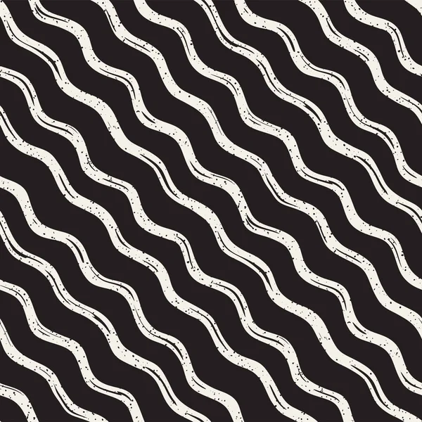 Decorative seamless pattern with handdrawn doodle lines. Hand painted wavy stripes background. Trendy endless freehand texture — Stock Vector