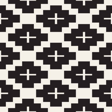 Sorunsuz oyma desen. Stilize kafes tekrarladı. Simetrik geometrik duvar kağıdı. Kafes etnik motif. Vektör çizim