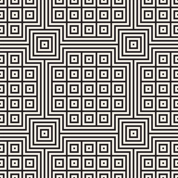 Geometrische etnische achtergrond met symmetrische lijnen Lattice. Vector abstracte naadloze patroon. — Stockvector