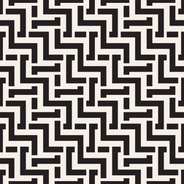 Satırları labirent kafes titreşim. Etnik tek renkli doku. Vektör sorunsuz siyah-beyaz desen