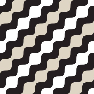 Vektör kesintisiz geometrik desen. Tek renkli dalgalı çizgiler. Zarif dalgalanma çizgili