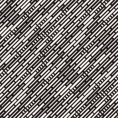 Vektör sorunsuz siyah ve beyaz düzensiz çizgi dikdörtgen ızgara desen. Geometrik arka plan tasarlamak