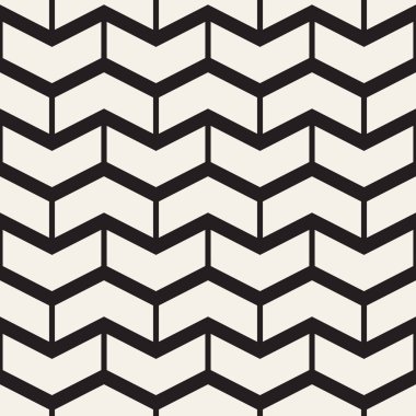 Sorunsuz vektör desen. Soyut geometrik kafes arka plan. Ritmik zikzak yapısı. Chevron çizgilerle tek renkli doku