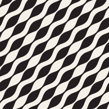 Dalgalı çizgiler vektör seamless modeli. Retro dalgalı doku. Geometrik çizgiler tek renkli tasarım.