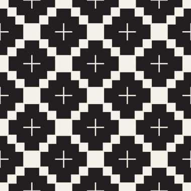 Sorunsuz oyma desen. Stilize kafes tekrarladı. Simetrik geometrik duvar kağıdı. Kafes etnik motif. Vektör çizim