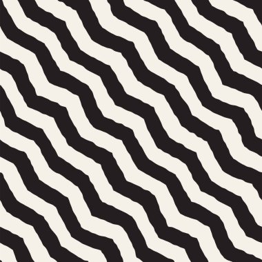Sorunsuz dalgalı el çekilmiş çizgili desen. Yinelenen vektör doku.
