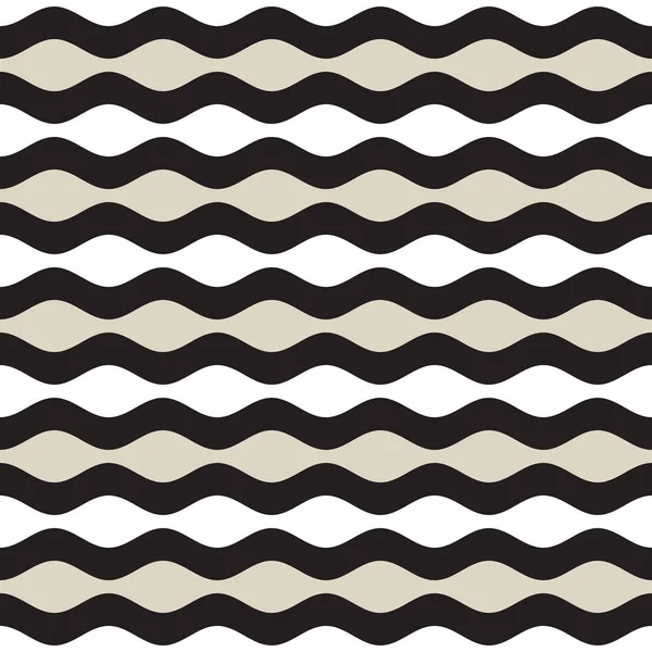 Vector Seamless Geometric Pattern. Monochrome Wavy Lines. Elegant Ripple Stripes — Stock Vector