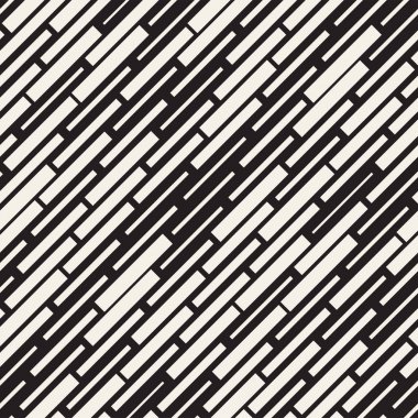 Vektör sorunsuz siyah ve beyaz düzensiz çizgi dikdörtgen ızgara desen. Geometrik arka plan tasarlamak