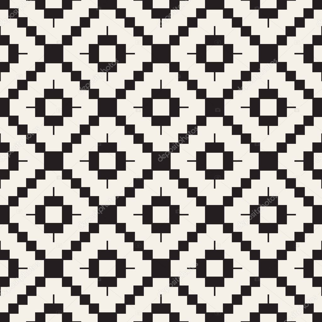 Seamless pattern. Repeated stylized lattice. Symmetric geometric abstract wallpaper. Trellis ethnic motif. Vector illustration