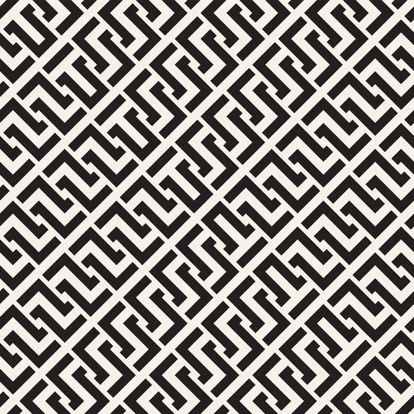 Verflochtene Linien verwirren Gitter. ethnisch einfarbige Textur. Vektor nahtloses Schwarz-Weiß-Muster — Stockvektor