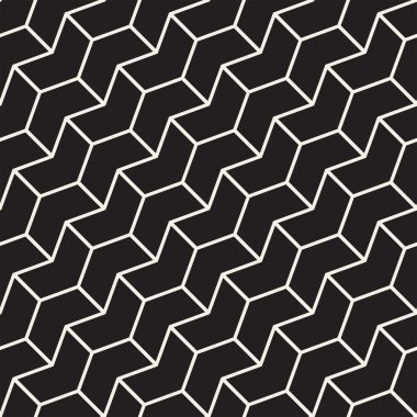 Sorunsuz vektör desen. Soyut geometrik kafes arka plan. Ritmik zikzak yapısı. Chevron çizgilerle tek renkli doku