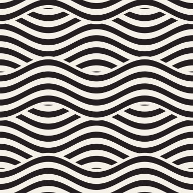 Dalgalı çizgilerle soyut geometrik desen. Titreşimli görüntüyü çizgili tasarım yuvarlanır. Sorunsuz vektör arka plan.