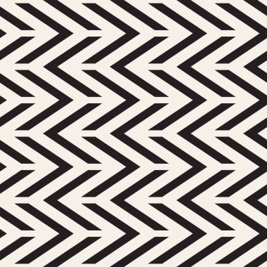 Sorunsuz vektör desen. Soyut geometrik kafes arka plan. Ritmik zikzak yapısı. Chevron çizgilerle tek renkli doku