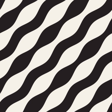 Dalgalı çizgiler vektör seamless modeli. Retro dalgalı doku. Geometrik çizgiler tek renkli tasarım.