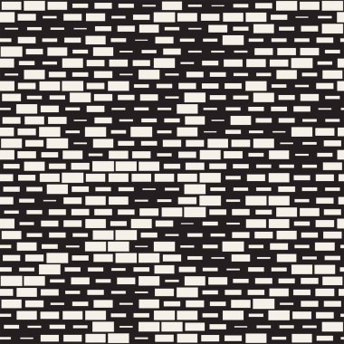 Vektör sorunsuz siyah ve beyaz düzensiz çizgi dikdörtgen ızgara desen. Geometrik arka plan tasarlamak