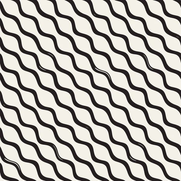 Handdrawn 낙서 라인 장식 완벽 한 패턴입니다. 손으로 그린 물결 모양의 줄무늬 배경. 유행 끝 없는 자유 텍스처 — 스톡 벡터