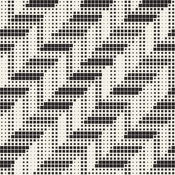 Bezszwowe nieregularny wzór geometryczny. Abstrakcyjna czarno-białe tło rastra. Wektor chaotyczne prostokąty zygzak tekstury — Wektor stockowy