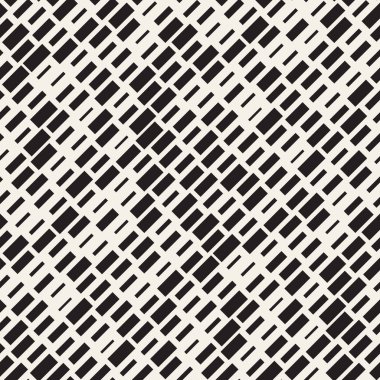 Vektör sorunsuz siyah ve beyaz düzensiz çizgi dikdörtgen ızgara desen. Geometrik arka plan tasarlamak