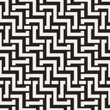 Satırları labirent kafes titreşim. Etnik tek renkli doku. Vektör sorunsuz siyah-beyaz desen