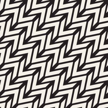 Sorunsuz vektör desen. Soyut geometrik kafes arka plan. Ritmik zikzak yapısı. Chevron çizgilerle tek renkli doku