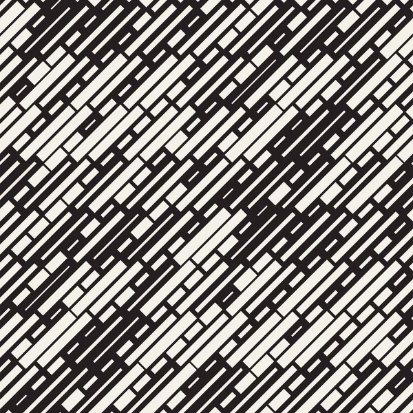 Vetor sem costura preto e branco irregular traços retângulos. Projeto de fundo geométrico abstrato — Vetor de Stock