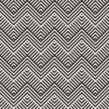 Soyut zikzak paralel çizgiler. Şık etnik süsleme. Vektör Seamless Modeli. 
