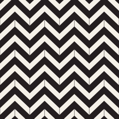 Sorunsuz vektör desen. Soyut geometrik kafes arka plan. Ritmik zikzak yapısı. Chevron çizgilerle tek renkli doku