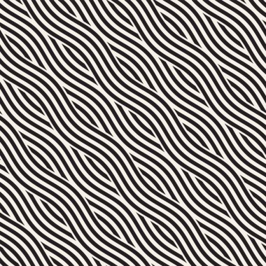 Dalgalı çizgilerle soyut geometrik desen. Titreşimli görüntüyü çizgili tasarım yuvarlanır. Sorunsuz vektör arka plan.