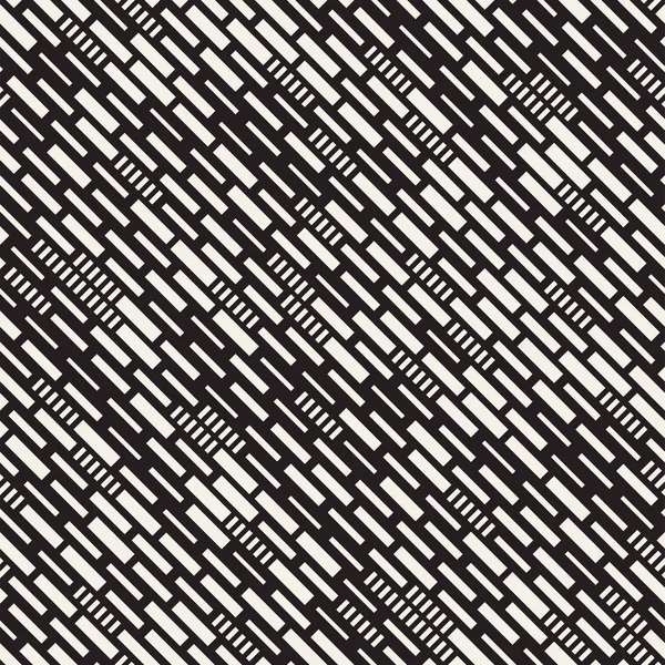 Vector sömlös svartvitt oregelbundna streck rektanglar rutmönster. Abstrakt geometrisk bakgrundsdesign — Stock vektor