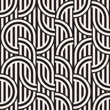 Dikişsiz tek renkli sallanan desen. Çizgili arka plan. Vektör düzensiz yuvarlak çizgili tasarım.