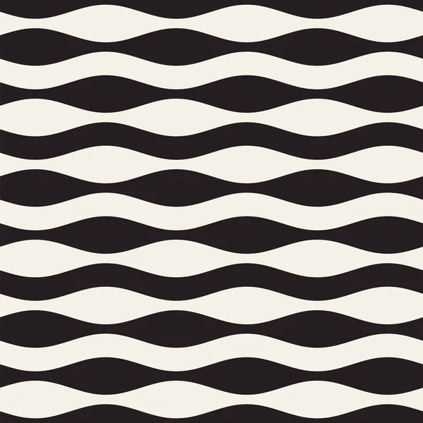 Wavy stripes vector seamless pattern. Retro wavy texture. Geometric lines monochrome design. — Stock Vector