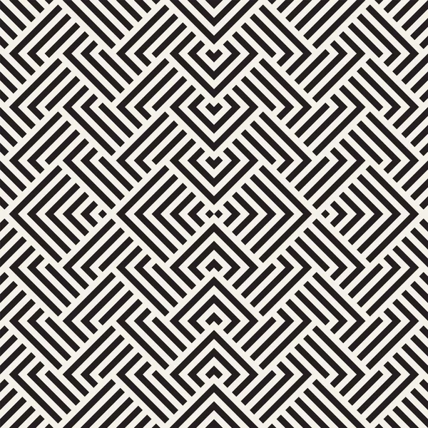 Linhas elegantes treliça. Textura étnica monocromática. Desenho de fundo geométrico abstrato. Padrão preto e branco sem costura vetorial . — Vetor de Stock