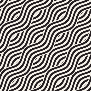 Dalgalı çizgilerle soyut geometrik desen. Titreşimli görüntüyü çizgili tasarım yuvarlanır. Sorunsuz vektör arka plan.