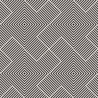 Şık çizgiler kafes. Etnik tek renkli doku. Geometrik arka plan tasarlamak. Vektör sorunsuz siyah-beyaz desen.