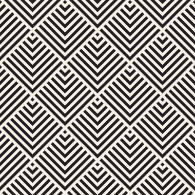 Şık çizgiler kafes. Etnik tek renkli doku. Geometrik arka plan tasarlamak. Vektör sorunsuz siyah-beyaz desen.