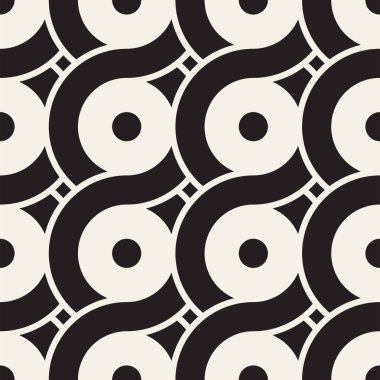 Vektör kesintisiz geometrik desen çizgiler ile daireler oluşur. Modern şık yuvarlanmış çizgiler doku. Yinelenen arka plan