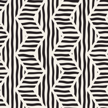 Vektör sorunsuz elle çizilmiş desen. Zigzag ve şerit kaba hatları. Aşiret tasarım arka plan. Etnik doodle doku.