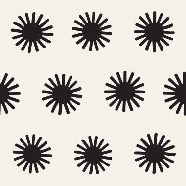Vektör sorunsuz sunburst şekiller serbest desen. Arka plan yuvarlak fırça darbeleriyle. Elle çizilmiş doku