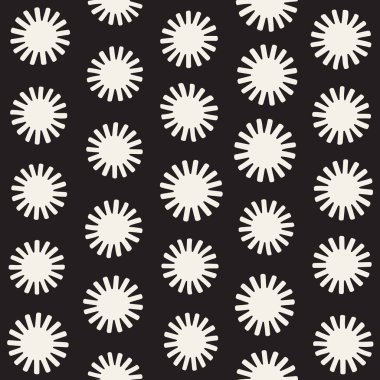 Vektör sorunsuz sunburst şekiller serbest desen. Arka plan yuvarlak fırça darbeleriyle. Elle çizilmiş doku