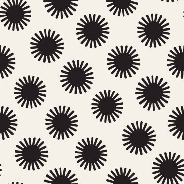 Vektör sorunsuz sunburst şekiller serbest desen. Arka plan yuvarlak fırça darbeleriyle. Elle çizilmiş doku