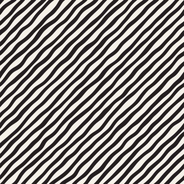 El ile Seamless Modeli dalgalar çizilmiş. Arka plan dalgalı fırça darbeleriyle. Siyah ve beyaz serbest doku hatları.