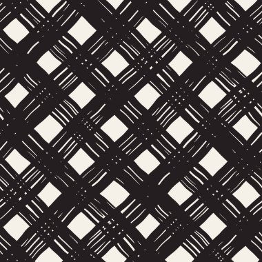 Elle çizilmiş Dikişsiz kareli desen. Mürekkep doodle grunge kılavuz allover desenle. Tartan ile grafik arka plan.