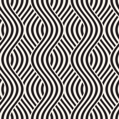 Dalgalı çizgilerle soyut geometrik desen. Titreşimli görüntüyü çizgili tasarım yuvarlanır. Sorunsuz vektör arka plan.