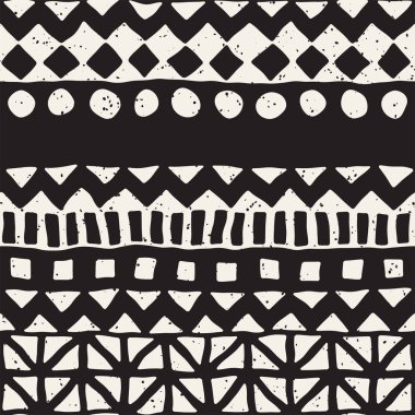 Elle çizilmiş Dikişsiz desen çizdi. Vektör aşiret tasarım arka plan. Etnik motif. Geometrik etnik Şerit çizgileri resimde. Sanat baskı, tekstil, duvar kağıdı, kağıt ambalaj için.