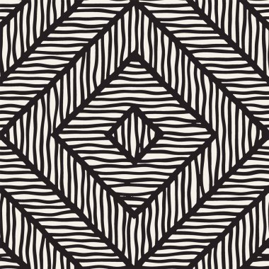 Vektör sorunsuz elle çizilmiş desen. Zigzag ve şerit kaba hatları. Aşiret tasarım arka plan. Etnik doodle doku.