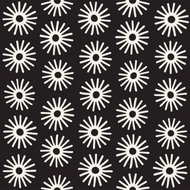 Vektör sorunsuz sunburst şekiller serbest desen. Arka plan yuvarlak fırça darbeleriyle. Elle çizilmiş doku