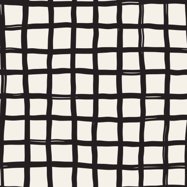 Elle çizilmiş Dikişsiz kareli desen. Mürekkep doodle grunge kılavuz allover desenle. Tartan ile grafik arka plan.