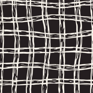 Elle çizilmiş Dikişsiz kareli desen. Mürekkep doodle grunge kılavuz allover desenle. Tartan ile grafik arka plan.