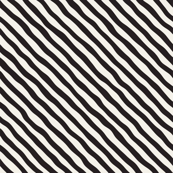 Naadloze patroon met hand getrokken golven. Abstracte achtergrond met golvende penseelstreken te wijzigen. Zwart-wit freehand lijnen textuur. — Stockvector
